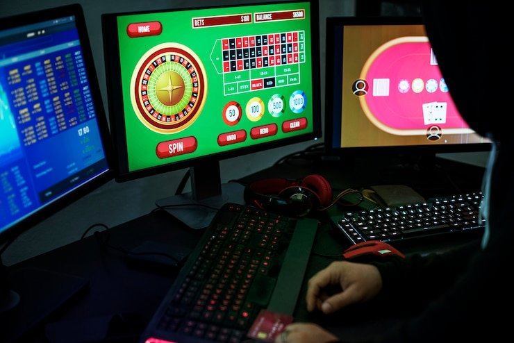 Slot game demo showing virtual chip balance and spin controls